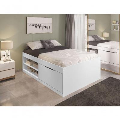 Cama Sapateira Casal Vanessa com Espaço para Sapatos em MDF-MDP Branco Framar