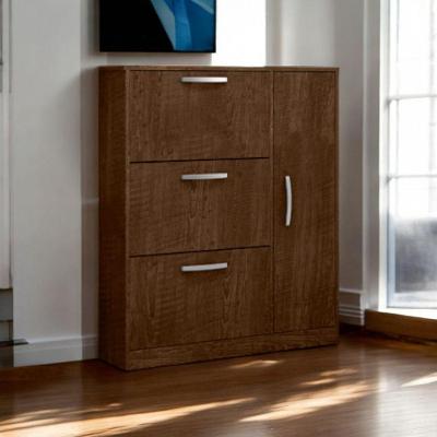 Sapateira Randi 1 Porta 3 Gavetas 100cm MDF Marrom Malbec Organiza Calçados