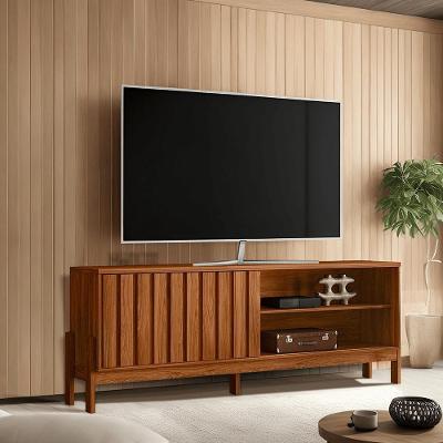Bancada para Sala de Estar Aurora 188cm MDP com Porta Ripada Cinamomo Mel Möbler
