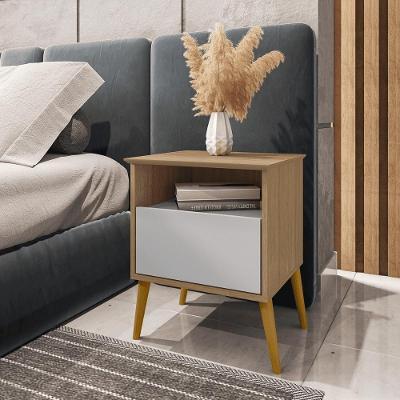 Mesa de Cabeceira Cancun 1 Gaveta Mdf Mdp Cinamomo-off White Bechara Móveis