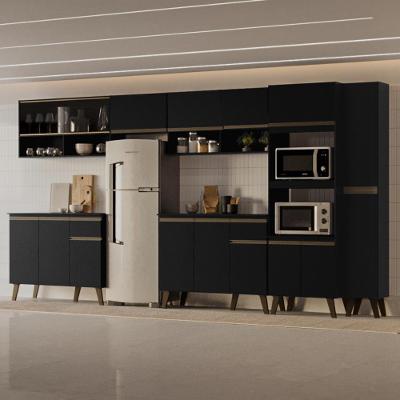 Cozinha Completa Atlanta Market 16 Portas 2 Gavetas MDF MDP Preto Touch Móveis Carraro