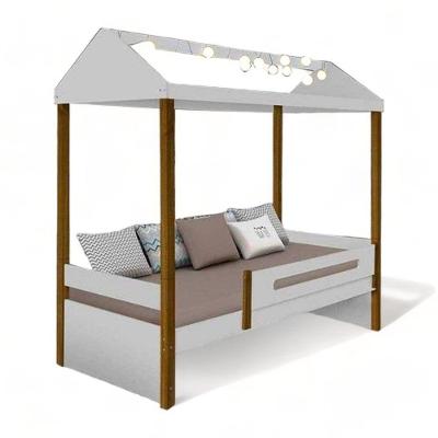 Cama Solteiro Casa Sara com Led em MDF Branco para Colchão 88x188cm Sara Enxovais