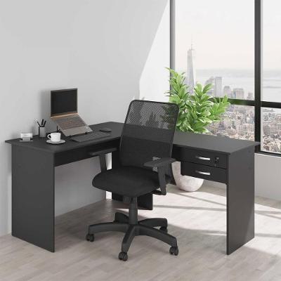 Escrivaninha em l Milena Moderno com Gaveta 136cm Preto Mobiliar Home Shop