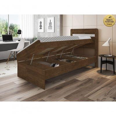 Cama Solteiro Larissa com Colchão em MDF Malbec e Off White Framar Móveis