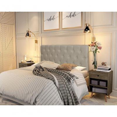 Cabeceira Paris Queen para Cama Box Fixação na Parede Suede Bege RA Estofados