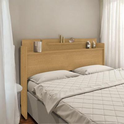 Cabeceira Casal Naturalle com 2 Prateleiras Fixação no Box MDF MDP Marrom Selene