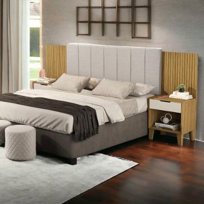 Cabeceira Ajustável Elena Casal para Cama Box Marrom e Off White com Nichos Nature
