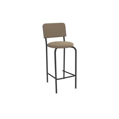 Banqueta de Cozinha Capri 1B715PRF Assento em Courino com Encosto Fixo Preto Suede Cappuccino