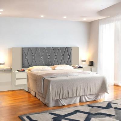 Cabeceira Flórida Casal Painel em MDF-MDP Off White e Cinza Carmolar Móveis