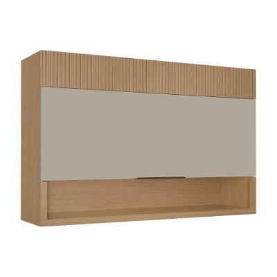 Armário Aéreo Realeza 120cm 1 Porta MDF Basculante Marrom Nesher Móveis