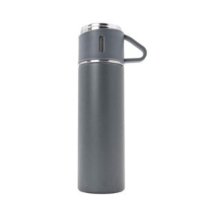 Garrafa Térmica com Copo 500ML Parede Dupla Aço Inoxidável SUS 304 Cinza Shopmix