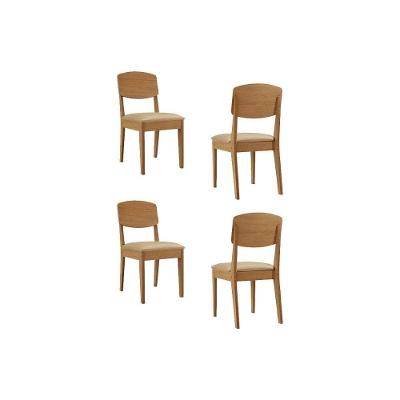 Kit 4 Cadeiras Havana Estrutura em MDF Assento em Tecido Naturalle Suede Creme Móveis Rufato