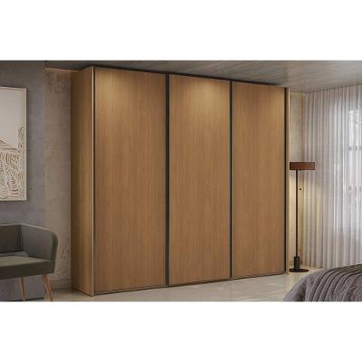 Guarda Roupas Casal T582 3 Portas de Correr 4 Gavetas MDP Canela Kappesberg