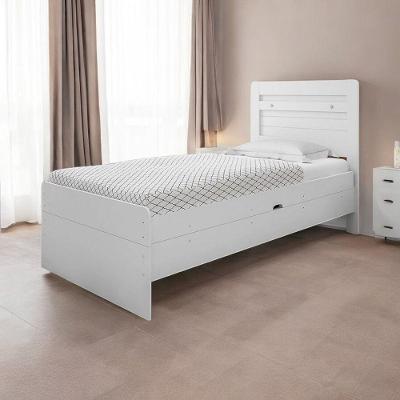 Cama Solteiro Baú Larissa com Colchão em MDF e Madeira Branca Ideal Móveis