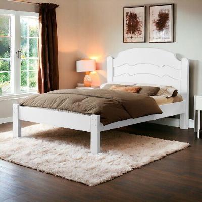 Cama Casal Íris em Mdf Branco para Colchão 138x188cm Pés Fixos Cambel Móveis