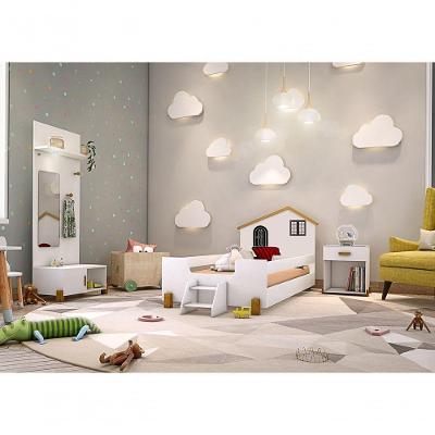 Cama Infantil Belíssima com 2 Luminárias MDF Branco e Preto Divaloto Móveis