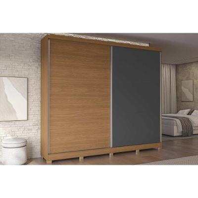 Guarda Roupa Casal CB03T583 2 Portas de Correr 4 Gavetas MDP Canela-Grafite Kappesberg