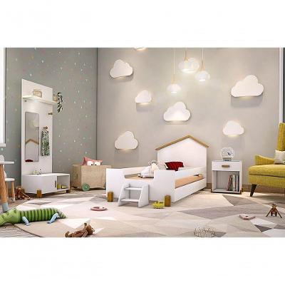 Cama Solteiro Ayla com Colchão em MDF Branco-mel Divaloto Móveis