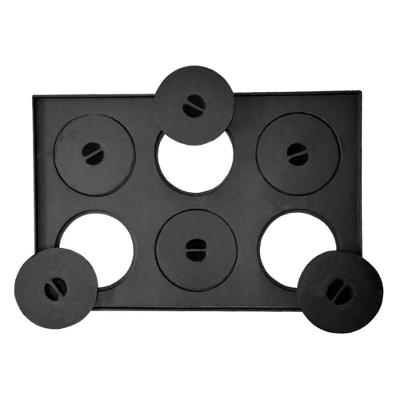 Chapa para Fogao a Lenha 0753RIG Retangular 6 Furos com Tampa em Ferro para Cozinha Rig Fundidos