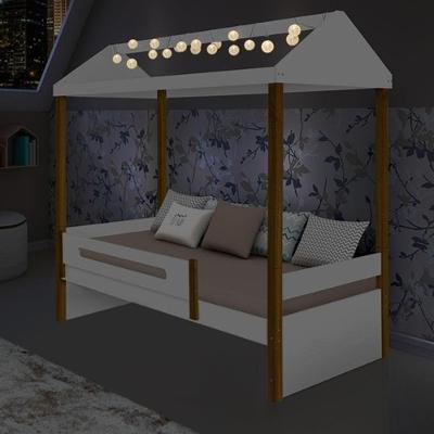 Cama Solteiro Sara com Iluminação Led em Mdf Branco Divaloto Móveis