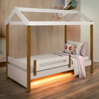Cama Solteiro Elisa Infantil em Formato de Casa em MDF Branco