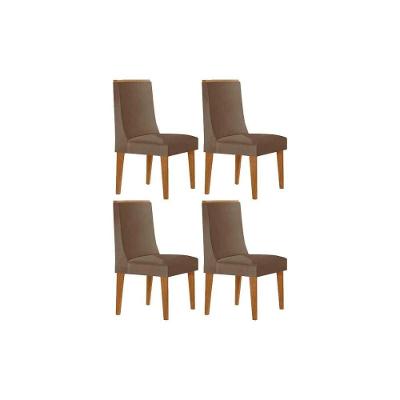 Cadeira Dakota Kit 4 un Estrutura em MDF Naturalle Corano Capuccino Móveis Rufato