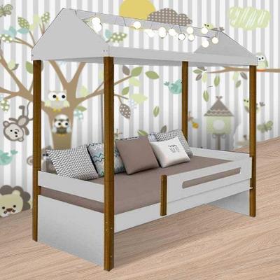 Cama Box Solteiro Sara com Led e Colchão Espuma Branco Divaloto Móveis
