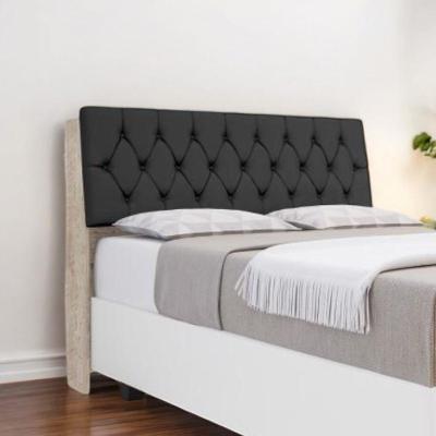 Cabeceira Ísis Queen Estofada em MDF-MDP Amarula e Preto para Cama Framar