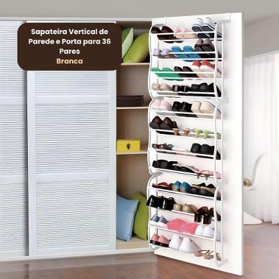 Sapateira Vertical de Parede e Porta para 36 Pares Branco Globalmix