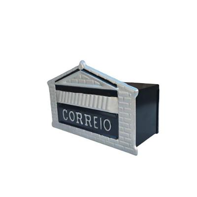 Caixa de Correio para Muro Detras Cartas 15x23x11cm Aco Carbono Preta Ouro Minas