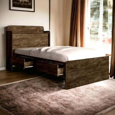 Cama Baú Solteiro Tamires com Colchão com Gavetas e Baú Marrom