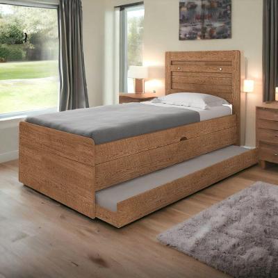 Cama Box com Baú Solteiro Larissa com Auxiliar e 2 Colchões Marrom Naturale