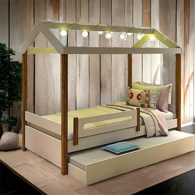 Cama Solteiro Eliz com Led e Cama Auxiliar Branca Divaloto Móveis