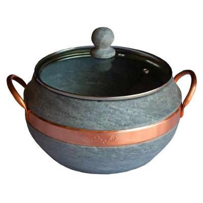 Caldeirão Pan.boj.-SJ-V-pedsab3000 Pedra Sabão 3L Tampa Vidro Temperado Industria São Jose