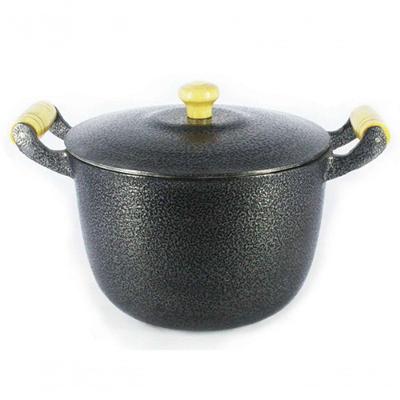 Caldeirao 1486-DF Aluminio Fundido Craquelado 0,8L Alca de Madeira Preto Diviforte