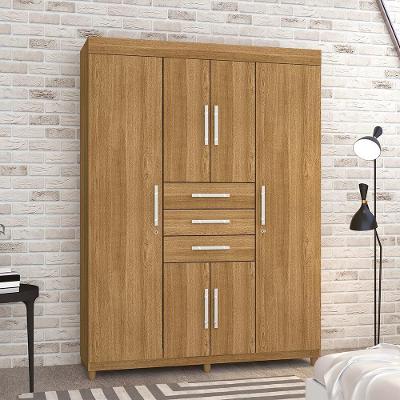 Guarda Roupa Casal Imperial Nature Taurus 6 Portas de Bater 3 Gavetas MDP Amadeirado Vila Rica