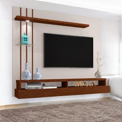 Painel para TV Apolo Até 55 160cm MDF MDP com LED Off White e Canela Carmolar Móveis