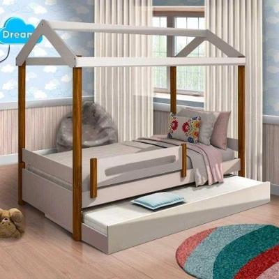 Cama Solteiro Eliz com Cama Auxiliar Infantil MDF Branco Divaloto Móveis