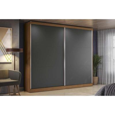 Guarda Roupa Casal T583 2 Portas de Correr com Gavetas em MDP Canela-Grafite Kappesberg