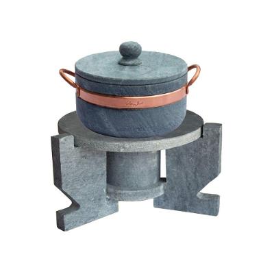 Fogareiro Réchaud FOG.G+CAC800-INDSJ Pedra Sabão e Cobre para Mesa 0,8L Industria São Jose