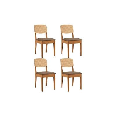 Kit 4 Cadeiras de Jantar Havana Premium em Madeira Suede Capuccino Móveis Rufato
