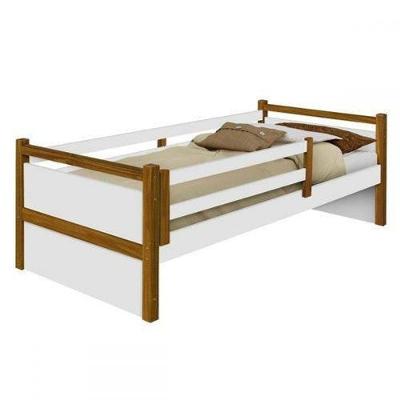 Cama Infantil Bianca com Grade MDF Branco e Mel Divaloto Móveis