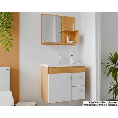 Conjunto de Banheiro Balcão Suspenso Isa com 1 Porta em MDF 54,45cm Cinamomo-branco MGM
