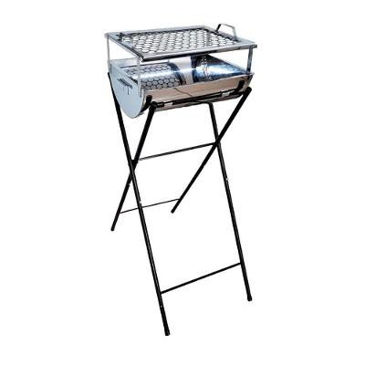 Churrasqueira a Carvão Portátil Aço Inox com Grelha Inox Ouro Minas Master 92x36x30cm