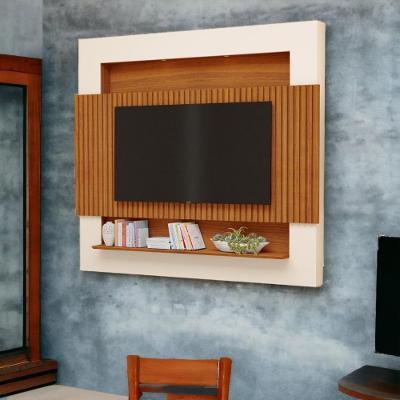 Painel para TV Riviera 75 Polegadas 217cm MDF Ripado Freijó e Off White Luapa Móveis