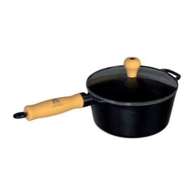 Caçarola 99881 Aço Inox Cabo de Madeira Tampa de Vidro Temperado 2,4L Libaneza