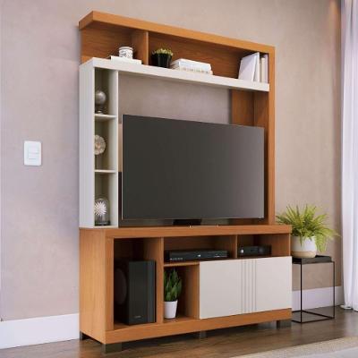 Home para Tv Flávia 65 Polegadas 136cm MDP Freijó Off-white Colibri Móveis