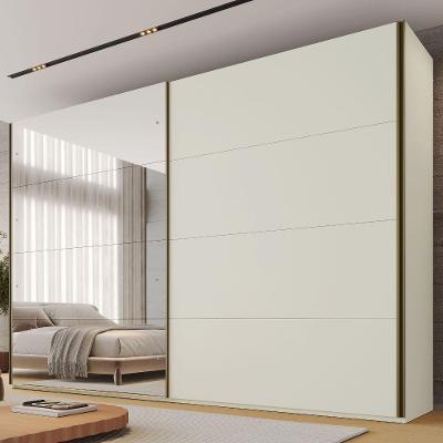 Guarda Roupa Casal Samara 2 Portas de Correr 100% MDF com Espelho Off White Sarquis Samara