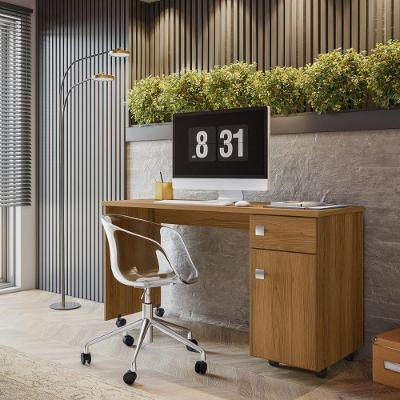 Mesa de Trabalho Home Office Andes com Gaveteiro 1 Gaveta Madeira 109cm Imbuia Lukaliam Móveis