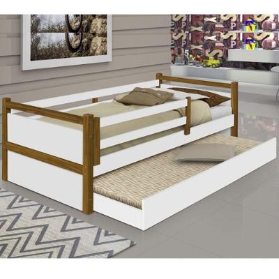 Cama Infantil Bianca Solteiro com Cama Auxiliar MDF Branco Mel Divaloto Móveis